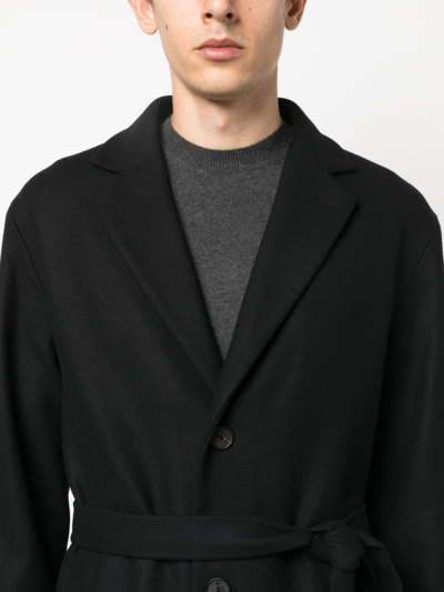 Hevo Blue Double-breasted Coat With Pointed Lapels In Wool Blend Man In Schwarz