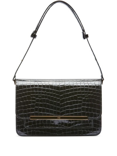 Shop N°21 Edith Crocodile-embossed Shoulder Bag In Schwarz