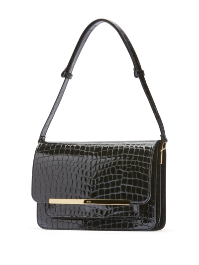 Shop N°21 Edith Crocodile-embossed Shoulder Bag In Schwarz