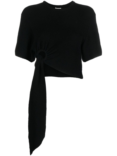 Shop Nanushka Davita Asymmetric Terrycloth Top In Schwarz
