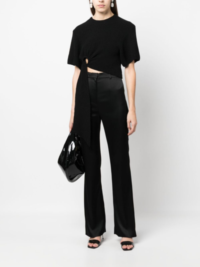 Nanushka Davita Asymmetric Terrycloth Top In Schwarz