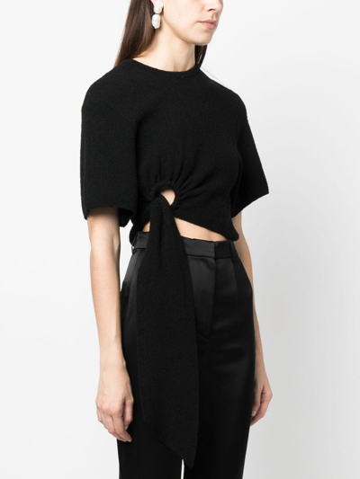 Nanushka Davita Asymmetric Terrycloth Top In Schwarz
