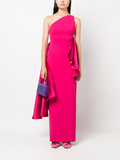Shop Solace London Calla Ruffle-detail One-shoulder Dress In Rosa