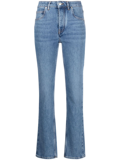 Shop Maje Mide-rise Straight-leg Jeans In Blau