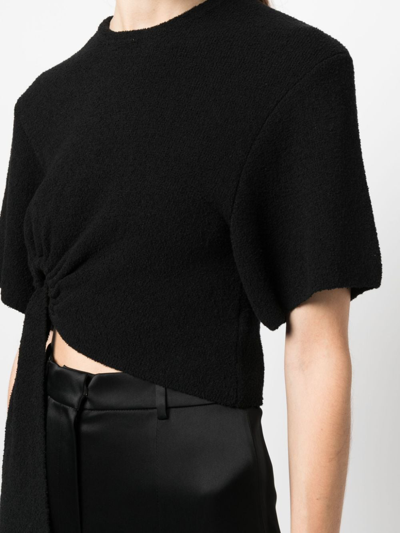 Shop Nanushka Davita Asymmetric Terrycloth Top In Schwarz