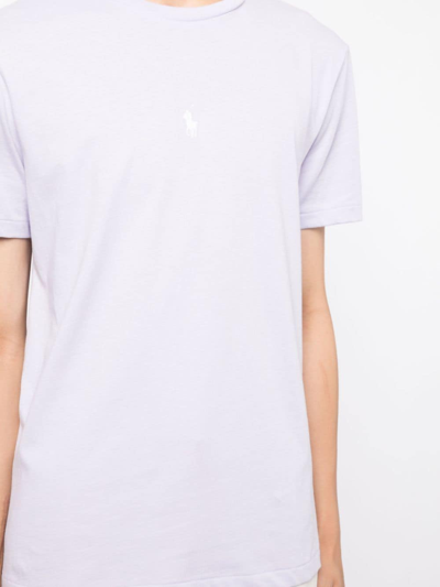 Shop Polo Ralph Lauren Pony-embroidered Cotton T-shirt In Violett