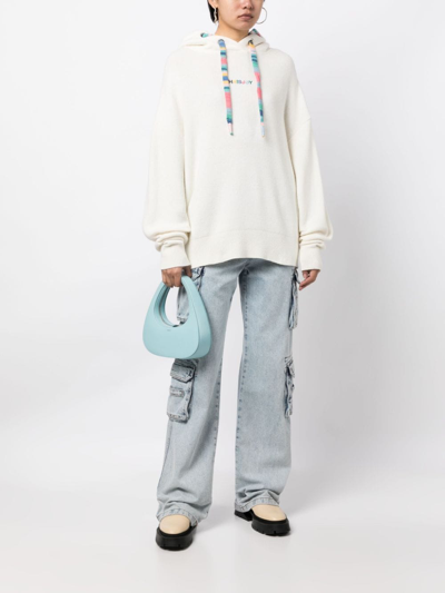 Shop Khrisjoy Logo-embroidered Knitted Hoodie In Weiss