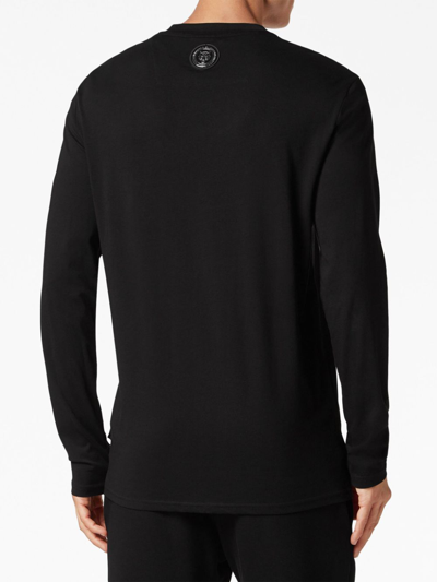 Shop Plein Sport Long-sleeve Cotton T-shirt In Schwarz