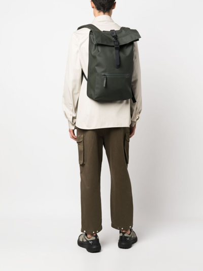 Shop Rains W3 Foldover-top Backpack In Grün