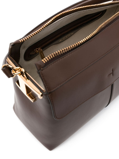 Shop Tod's T Case Boston Shoulder Bag In Braun