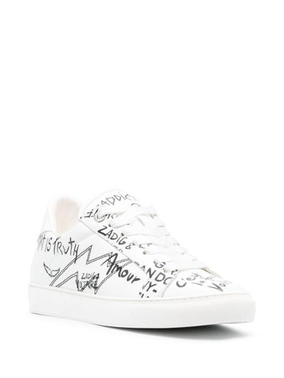 Shop Zadig & Voltaire La Flash Graffiti-print Sneakers In Weiss