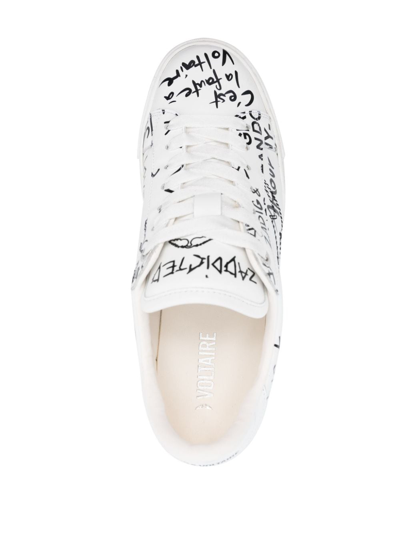 Zadig & Voltaire La Flash Graffiti-print Sneakers In Weiss