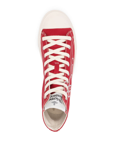 Shop Vivienne Westwood Plimsoll Canvas Sneakers In Rot