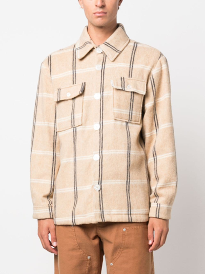 Shop Family First Jersey-fleece Check-plaid Shirt In Nude