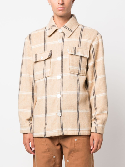 Family First Check-pattern Wool-blend Jacket In Nude