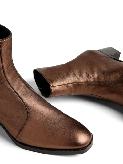 Dsquared2 Metallic-effect Leather Boots In Gold
