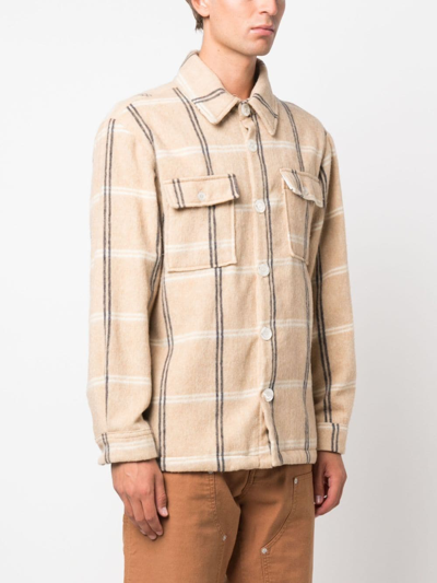 Shop Family First Jersey-fleece Check-plaid Shirt In Nude