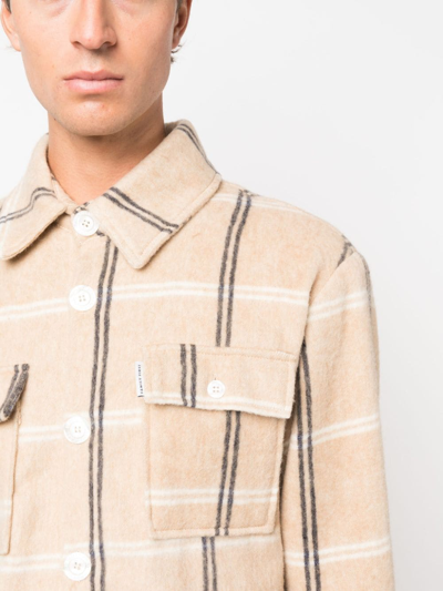 Shop Family First Jersey-fleece Check-plaid Shirt In Nude