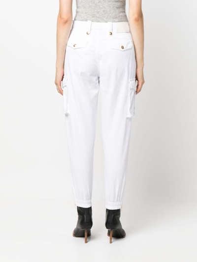 Shop Ermanno Scervino Tapered-leg Cotton Cargo Trousers In Weiss