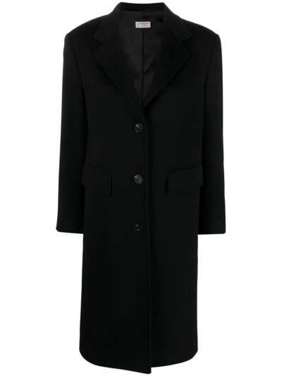 Alberto Biani Single-breasted Wool Midi Coat In Schwarz