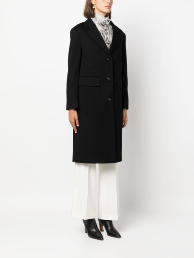 Shop Alberto Biani Single-breasted Wool Midi Coat In Schwarz