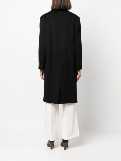 Shop Alberto Biani Single-breasted Wool Midi Coat In Schwarz