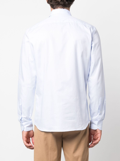 Shop Fay Spread-collar Cotton Shirt In Blau