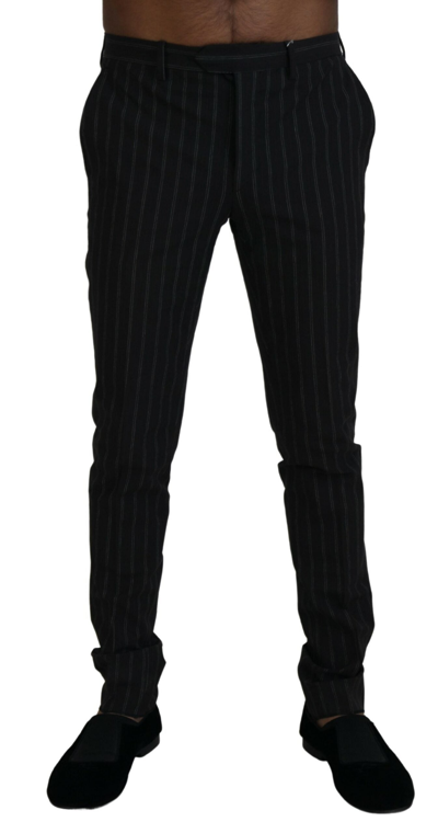 Shop Bencivenga Elegant Striped Viscose Dress Pants For Men's Men In Black