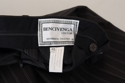 Shop Bencivenga Elegant Striped Viscose Dress Pants For Men's Men In Black