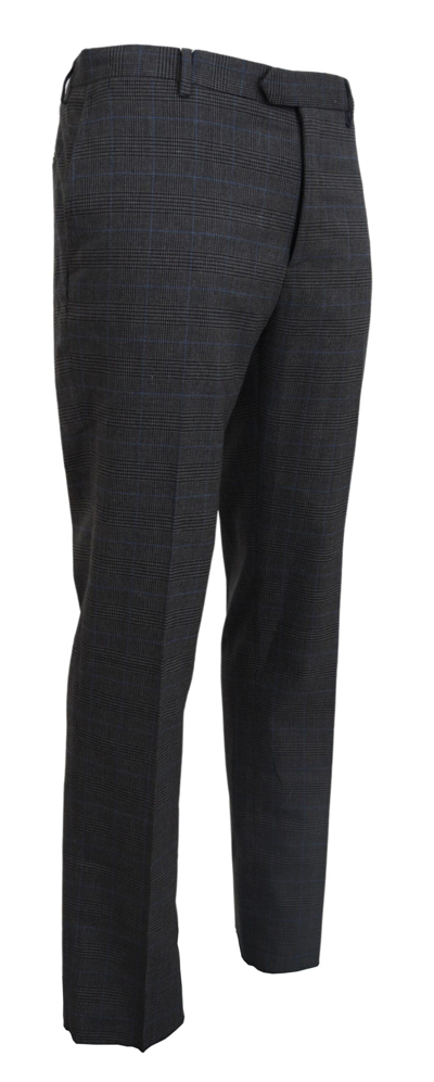 Shop Bencivenga Elegant Checkered Wool Dress Pants For Men's Men In Gray Patterned
