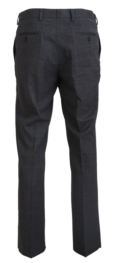 Shop Bencivenga Elegant Checkered Wool Dress Pants For Men's Men In Gray Patterned