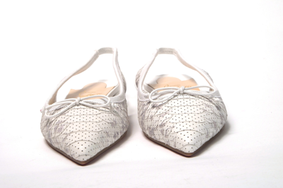 Shop Christian Louboutin White Perforated Printed Flat Point Toe Women's Shoe