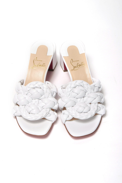 Shop Christian Louboutin White Plaited High Heel Women's Sandals
