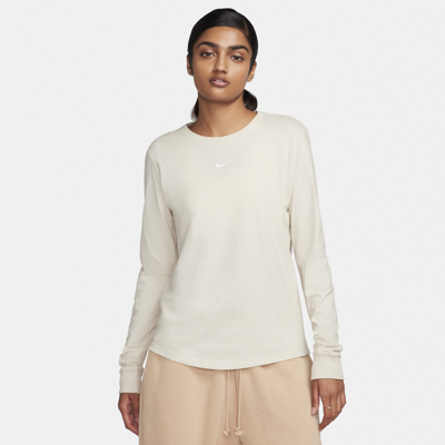 Shop Nike Women's  Sportswear Premium Essentials Long-sleeve T-shirt In Brown