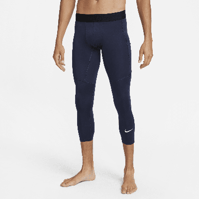 Shop Nike Men's  Pro Dri-fit 3/4-length Fitness Tights In Blue