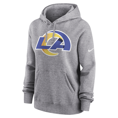 Shop Nike Women's Logo Club (nfl Los Angeles Rams) Pullover Hoodie In Grey