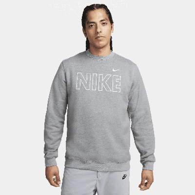 Shop Nike Men's  Sportswear Club Fleece Crew-neck Sweatshirt In Grey