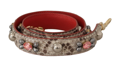 Shop Dolce & Gabbana Opulent Python Leather Bag Strap In Women's Beige