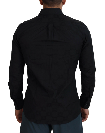 Shop Dolce & Gabbana Black Cotton Dress Formal Martini Men's Shirt