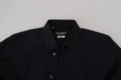 Shop Dolce & Gabbana Black Cotton Dress Formal Martini Men's Shirt