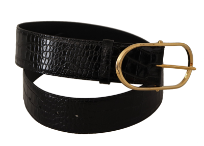 Shop Dolce & Gabbana Chic Black Leather Logo Women's Belt