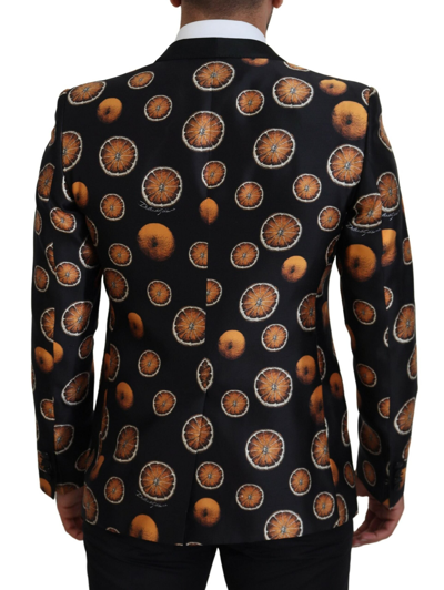 Shop Dolce & Gabbana Black Orange Printed Coat Martini Men's Blazer