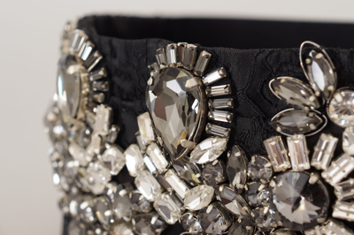 Shop Dolce & Gabbana Elegant Rhinestone-embellished Silk Women's Belt In Black