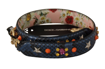 Shop Dolce & Gabbana Elegant Blue Python Leather Bag Women's Strap