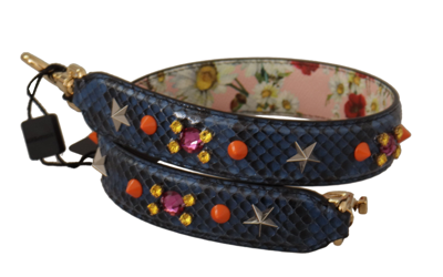 Shop Dolce & Gabbana Elegant Blue Python Leather Bag Women's Strap