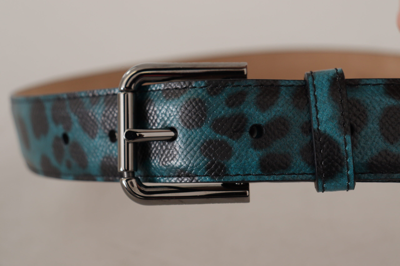 Shop Dolce & Gabbana Engraved Logo Leather Belt In Blue Women's Green
