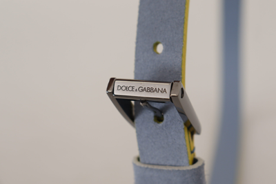 Shop Dolce & Gabbana Elegant Suede Belt With Engraved Women's Buckle In Blue