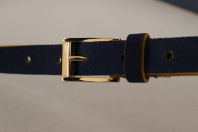 Shop Dolce & Gabbana Chic Blue Suede Logo Buckle Women's Belt