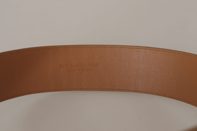 Shop Dolce & Gabbana Elegant Beige Leather Belt With Engraved Women's Buckle