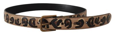 Shop Dolce & Gabbana Elegant Leather Engraved Buckle Women's Belt In Brown